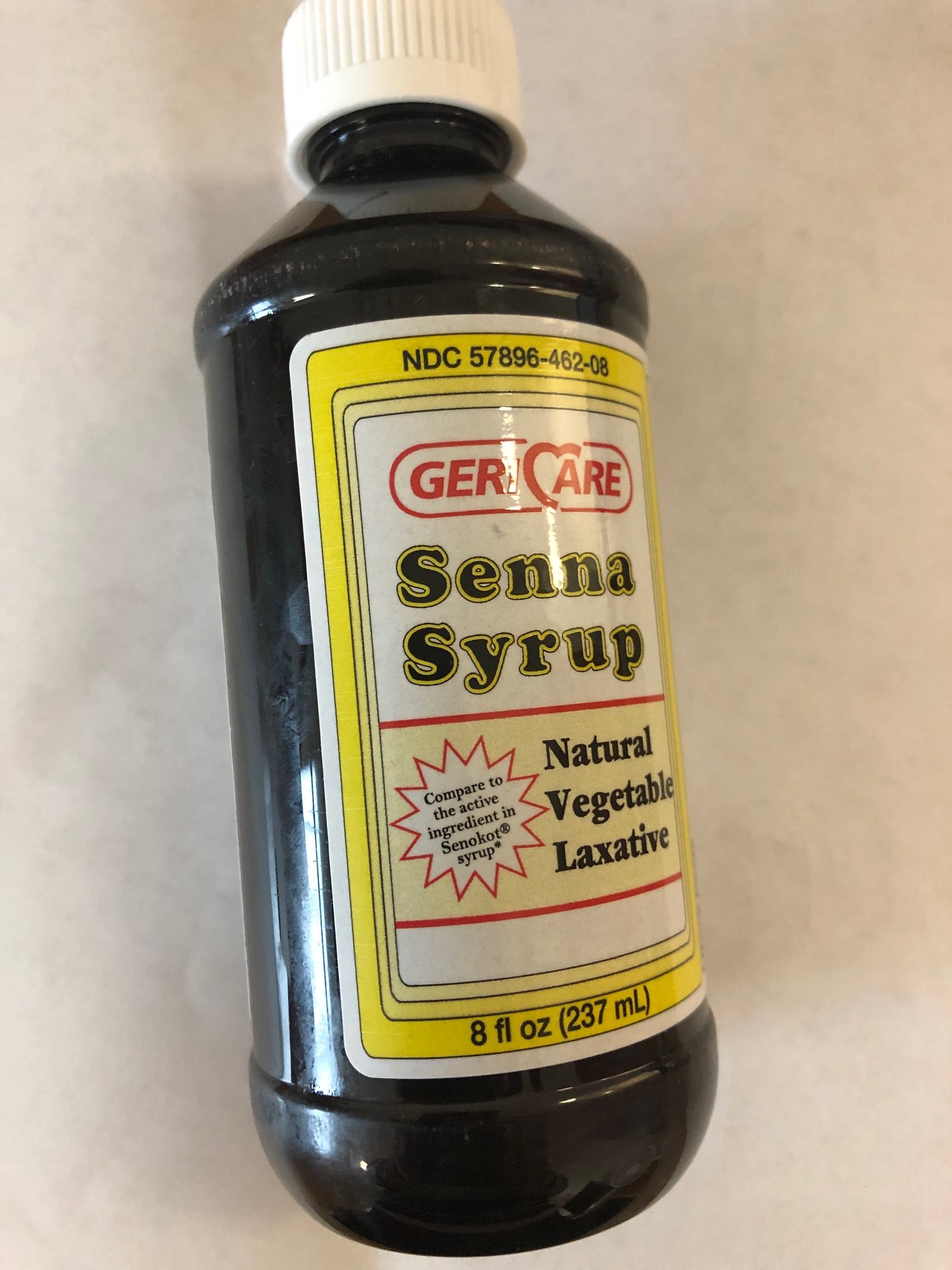 SENNA SYRUP 8.8MG/5ML SYR 8 oz by GERITREX CORPORATION NDC#54162-007-08 UPC 3-57896-45208-7 (NEW LOOK)