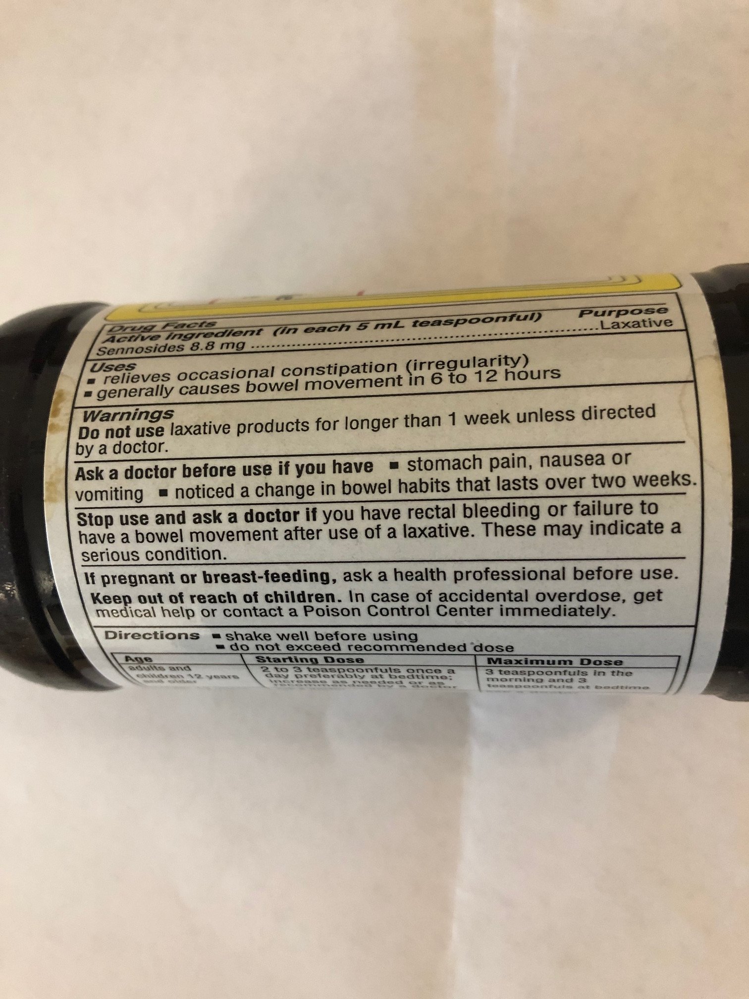 SENNA SYRUP 8.8MG/5ML SYR 8 oz by GERITREX CORPORATION NDC#54162-007-08 UPC 3-57896-45208-7 (NEW LOOK)
