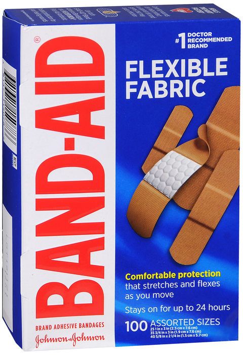 Band Aid Flexible Fabric Adhesive Bandages, Assorted Sizes 100ct By J&J Consumer USA 