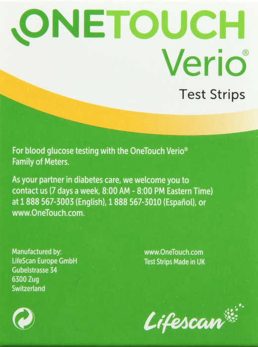 One Touch Verio 100 Count Strips By Lifescan