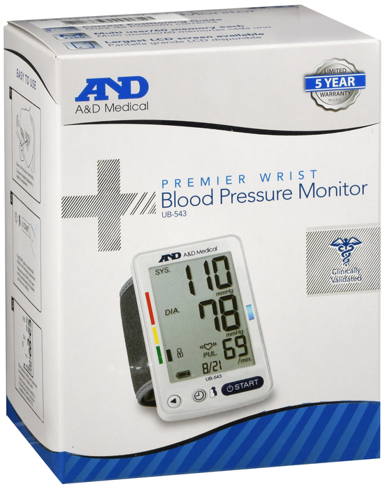 Blood Pressure Wrist Monitor UB-543 By A&D Engineering USA 