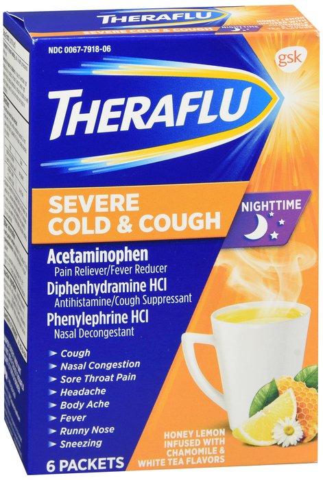 Theraflu Powder Nite Sevr Cough/Cold 6 Count Case of 24 By Glaxo S
