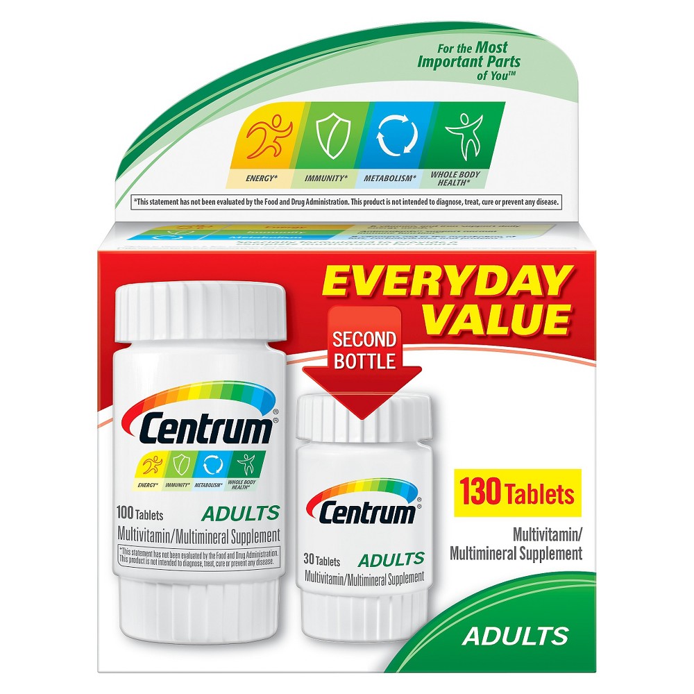 Centrum Adults Multivitamin Tablets 130 Count Bottle