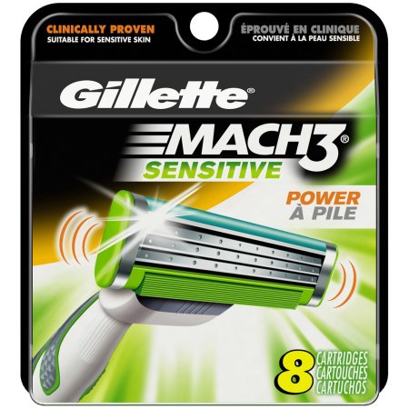 Gillette Mach3 Sensitive Power Blade Shaving Cartridges - 8 Ea