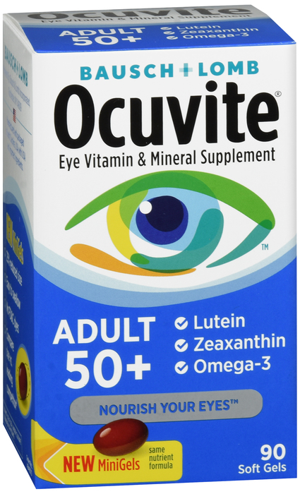 Pack of 12-Ocuvite Adult 50+ Eye Vitamin & Mineral Supplement MiniGels 90ct by Bausch+Lomb