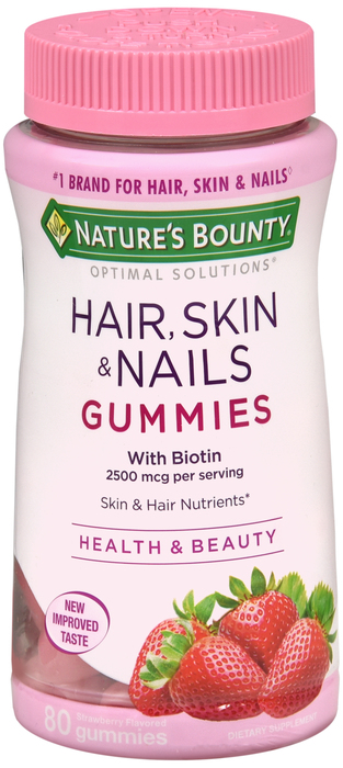 Optimal Solution Hair Skin Nail Gummy 80 by Natures Bounty