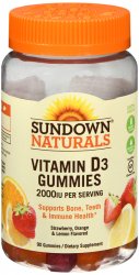 Sundown Naturals Vitamin D3 2000 IU Gummy 90 Count By Nature's Bou