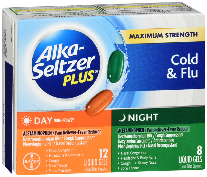 Case of 24-Alka-Seltzer Plus Day & Night Multi-Symptom Cold & Flu Liquid Gels 20