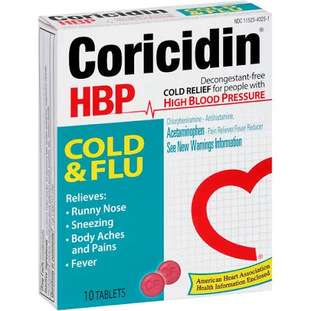 Coricidin HBP Cold Flu Tablet 10 Count Case of 36 By Bayer Corp/Co