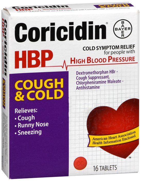 Coricidin HBP Cough Cold Tablet 16 By Bayer Corp/Consumer Health USA 