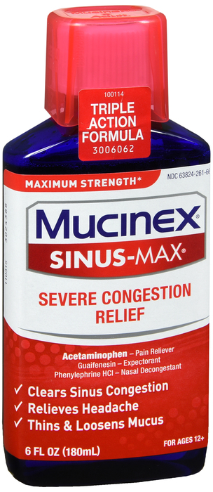 Mucinex Sinus Max Sever Cngs Relief Liquid 6 oz By RB Health  USA 
