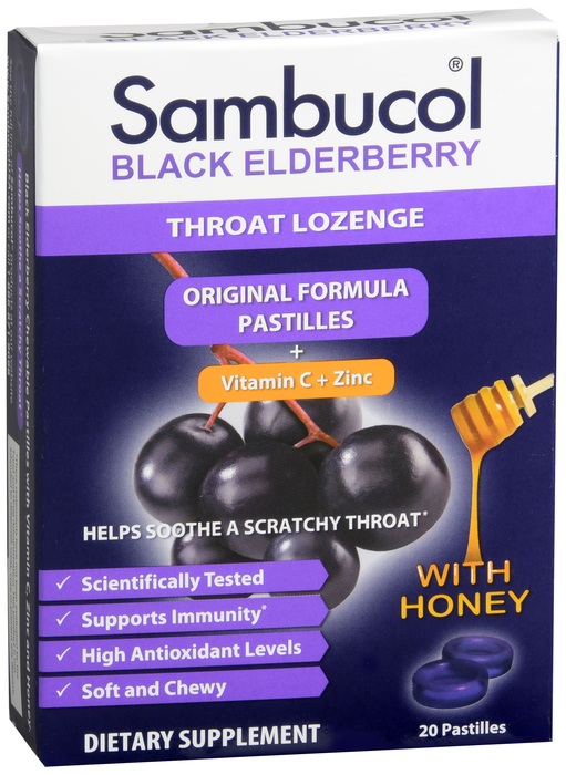 Pack of 12-Sambucol Black Elderberry Pastilles 20 Count By Pharmacare USA