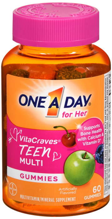 Case of 12-One-A-Day Teen For Her Vitacraves Gummies - 60 Gummies
