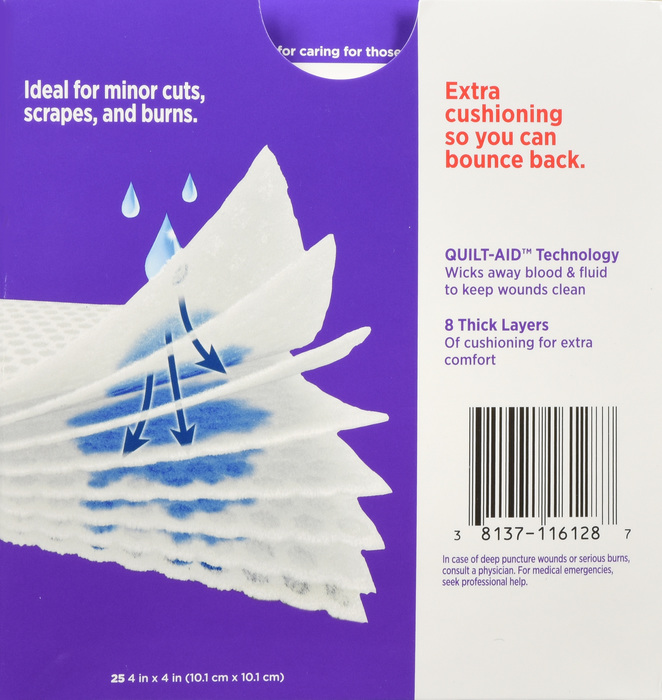 BAND-AID Cushion Care Gauze Pads Medium 3In X3 Inch 25ct By J&J Consumer USA 