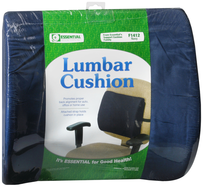 Case of 12-Lumbar Cushion With Strap Navy Cojin By Essential Medical Sup