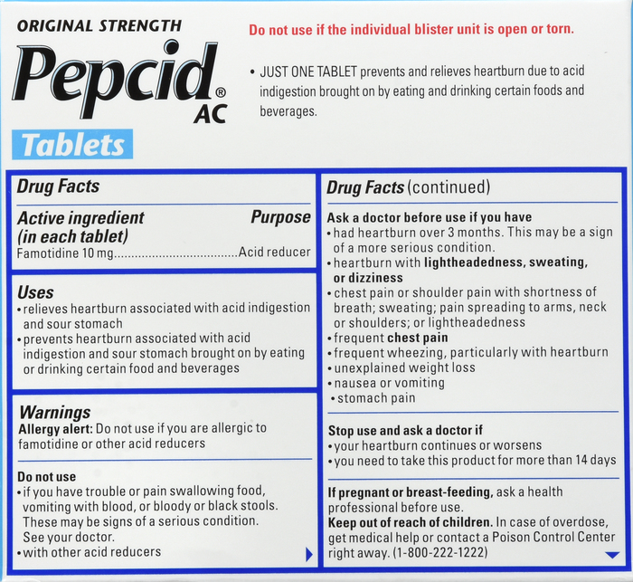 what are the inactive ingredients in pepcid ac