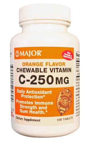 Vitamin C 250mg Chewable Tablet 100 Count By Major Pharma