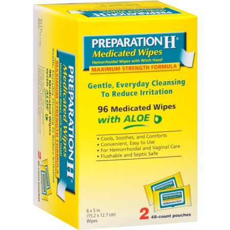 Case of 12-Preparation H Wipe 96 Count By Pfizer