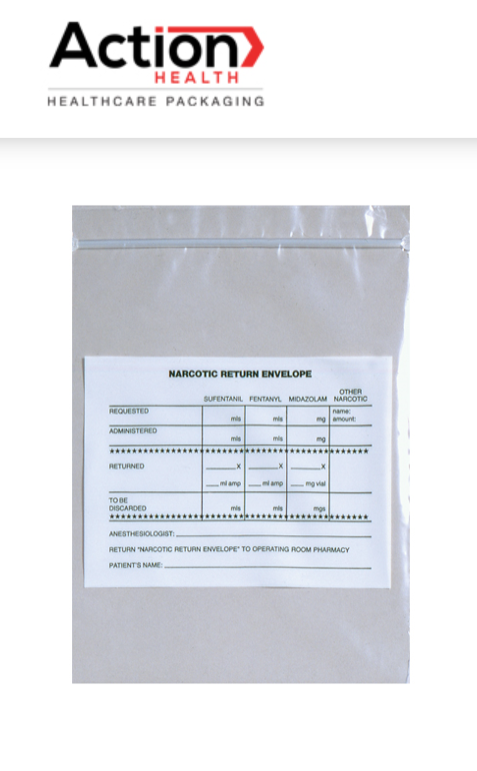 Narcotic Return Bags One Case Of 1000 6.5W X 8H 2 Mil Zip Closure Printed By