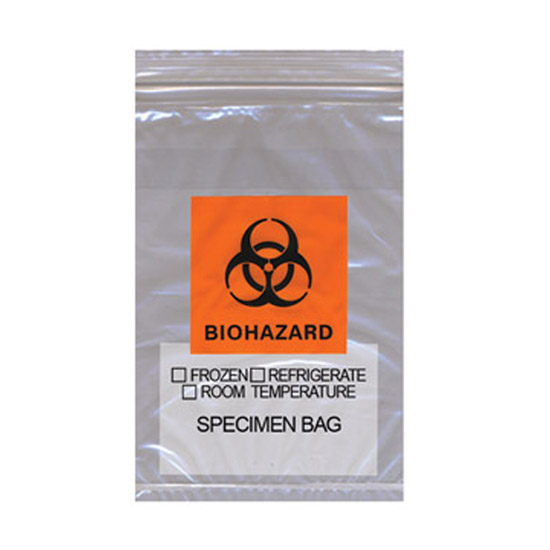 Econo-Zip Orange Imprint Specimen Bags One Case Of 1000 Specimen Transport 6W X