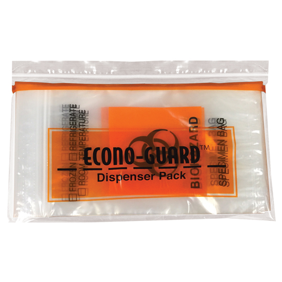 Econo-Zip Orange Imprint Specimen Bags One Case Of 1000 Specimen Transport 6W X