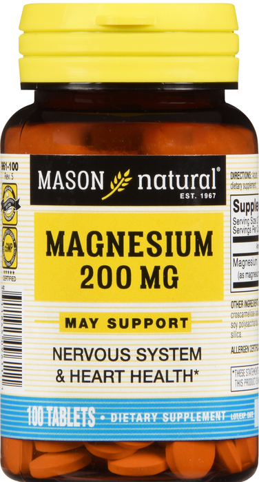 Magnesium 200mg Tablets 100 Count Mason