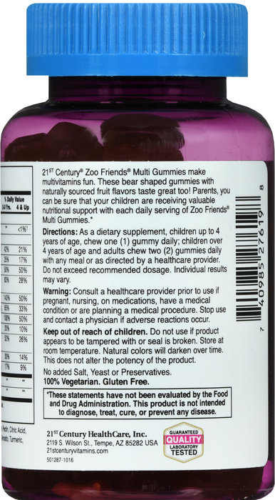 21St Century Zoo FrienDS Muti Vitamin Gummy 60 By 21st Century USA 