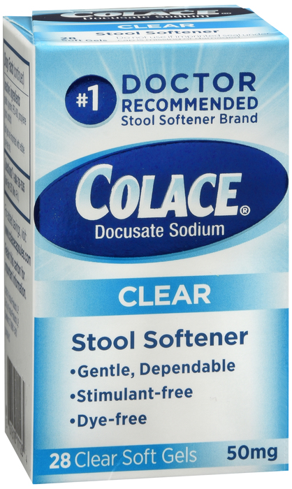 Case of 12-Colace Clear Stool Softener 50mg Softgels 28ct