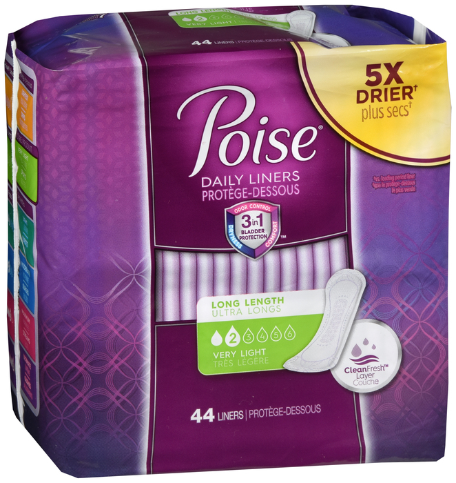 Case of 12-Poise Liner Very Light Long 6X44Ct by KImberly Clark