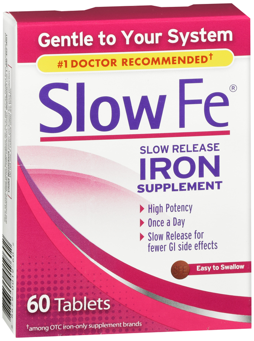 Pack of 12- Slow Fe Iron Tablet 60Ct