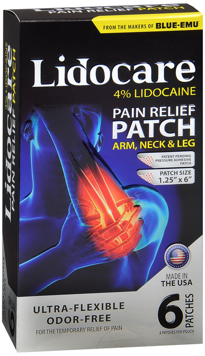 Case of 24-Lidocare Pain Relief Patch Arm, Neck & Leg 6ct NFI CONSULMER
