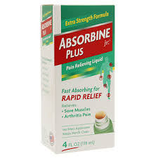Absorbine Jr Plus Pain Relief Liquid 4 Oz Absorbine Jr Plus Pain Relief Liquid 4 Oz By Emerson Healthcare Llc Item No.:4416891, OTC416891 Ndc No.: Upc No.: 889476412049 Item Description: External Musc