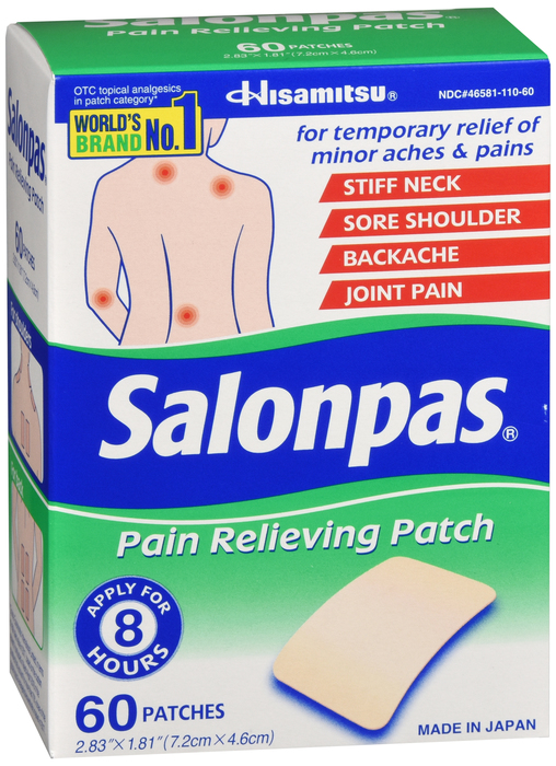 Pack of 12-Salonpas Pain Relieving Patch - 60 Patches By Emerson Healthcare L