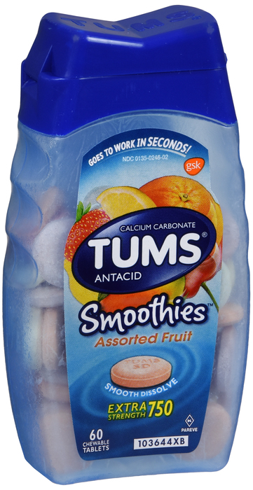 Case of 24-Tums Smoothie Tablet Fruit 60 Count 