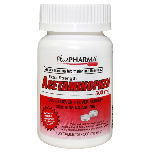 Acetaminophen 500 mg Tab 100 Generic Tylenol Unboxed By Plus Pharma(Gemini)