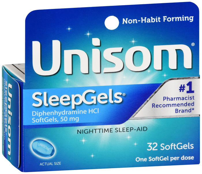 Unisom SleepGels Diphenhydramine HCI SoftGels 32ct By Chattem 