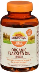 Flax Oil 1000mg Organic Gcp 100 Count Sundwn