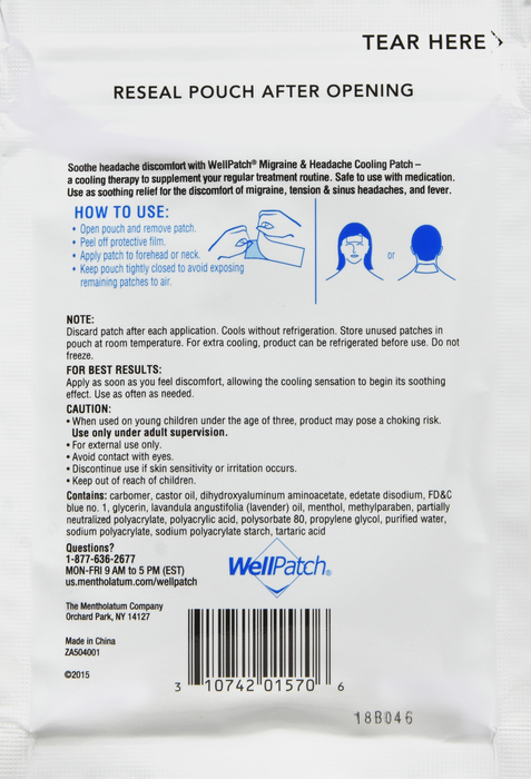 Wellpatch Migraine Cooling Patch 4Ct by Mentholatum