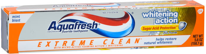 Pack of 12-Aquafresh Extreme Clean Paste White Toothpaste 5.6 oz By Glaxo Smith 