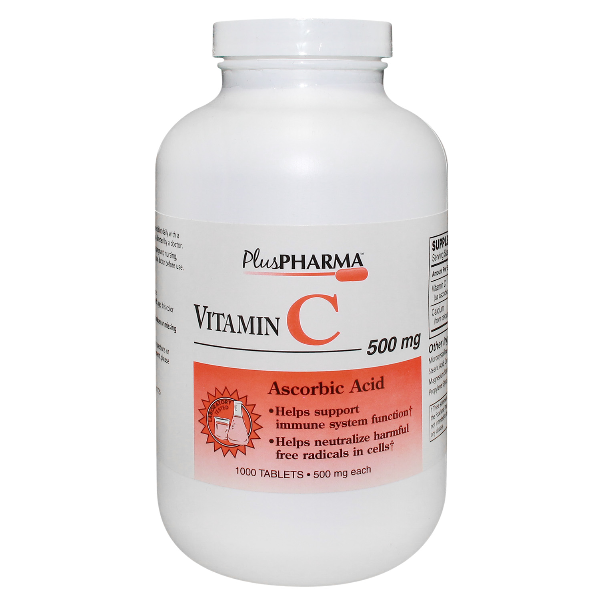 Vitamin C 500 mg Tab 1000 By Plus Pharma(Gemni) Ascorbic Acid