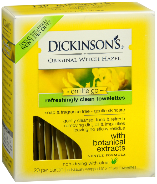 Dickinsons Witch Hazel Towelette Towelet 20 By Dickinson Brands USA 