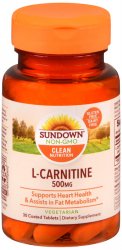 L-Carnitine 500mg Tablet 30 Count Sundwn