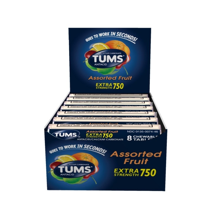 Pack of 12-Tums Extra Tablet Fruit Single Tab 12X8 By Glaxo Smith Kline Consumer Hc USA 