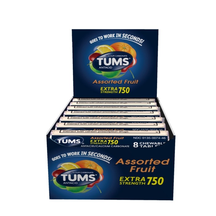 Tums Extra Tablet Fruit Single Tab 12X8 By Glaxo Smith Kline Consumer Hc USA 