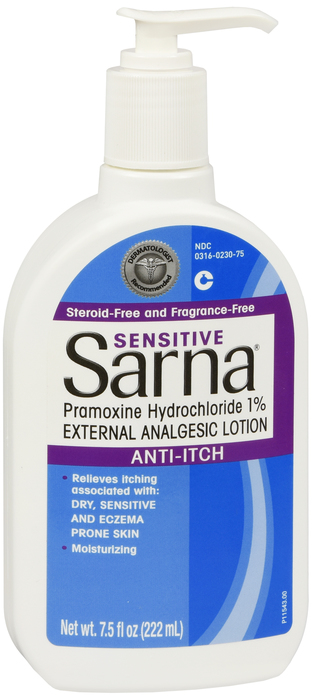 Sarna Anti-Itch Lotion Sensitive Max Strength pramoxine HCl- 7.5 Fl Oz Bottle