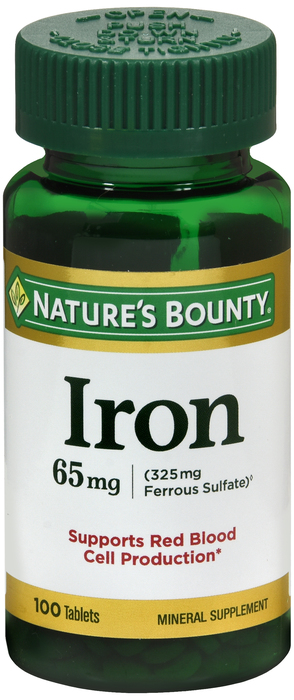 Case of 12 - Iron 65mg Tablet 100 Count Nat Bounty