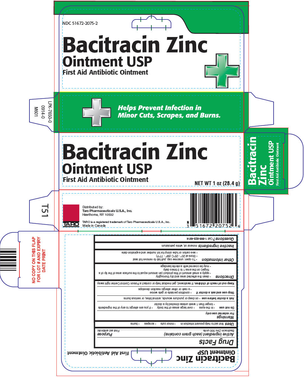 Bacitracin Zinc Ointment gen Baciguent 500Un/gm 0.5 oz By Taro Pharmaceuticals USA 