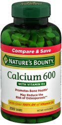 Calcium+D 600mg Tab 250 Count Nat Bounty