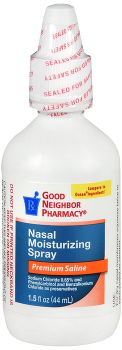 Good Neighbor Pharmacy (GNP) Saline 0.65 % Spy 44ml By Perrigo-Good Neighbor Pharmacy (GNP) Item No.:4552059 NDC No.: 24385032558 UPC No.: 087701552052 Item Description: Prvt Lbl Nasal Other Name:Good
