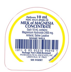 Milk Of Magnesia 2.4 gm Suspension Concentrate X10 ml UD-EACH TRAY OF 10 